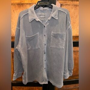 Aerie Women's Washed Gray Button Down Shirt